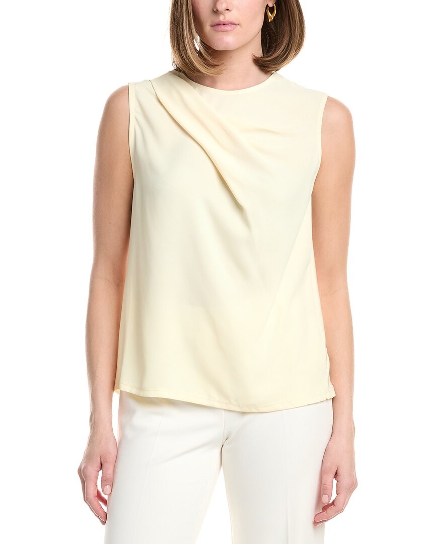 Anne Klein Mixed Media Extended Shoulder Top Women's White Xl