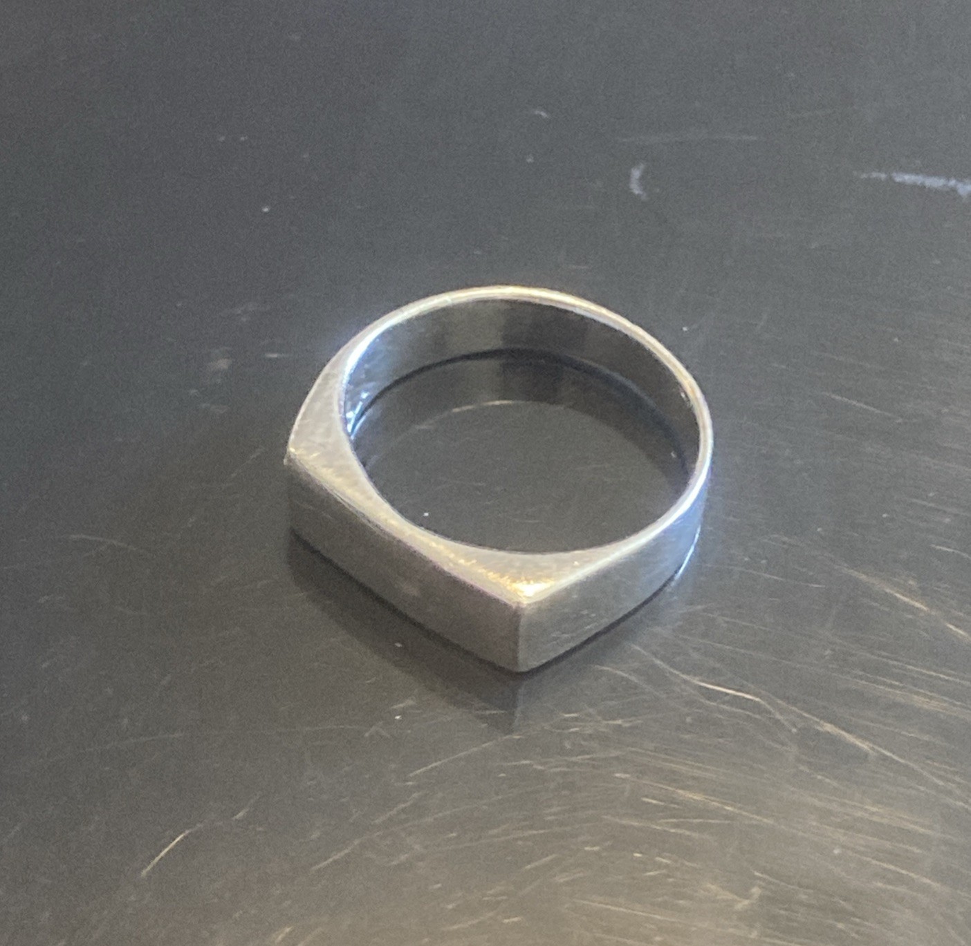 Sterling Silver 925 Solid Plain Signet Flat Top R… - image 1