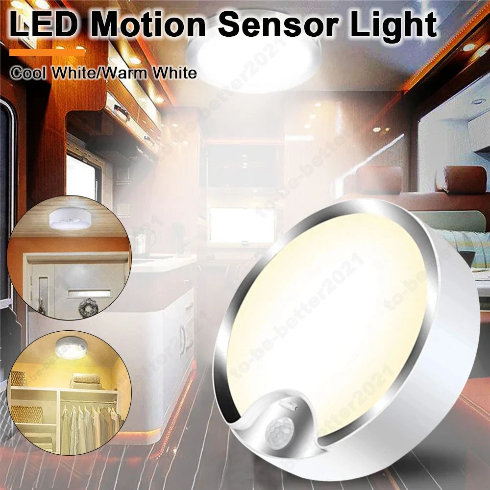 Ultra Thin Round Ceiling Light PIR Motion Sensor Lamp 80LED Kitchen Home Fixture