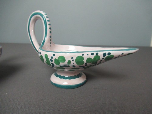 2 Italian Vintage Aladdin Lamp Style Candle Stick Holders - Terracotta - h5 sb - Picture 6 of 7