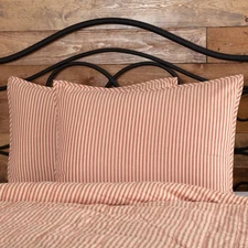 Sawyer Mill Farmhouse Red Tan Ticking Stripe Standard Sham 21x27" VHC Brands