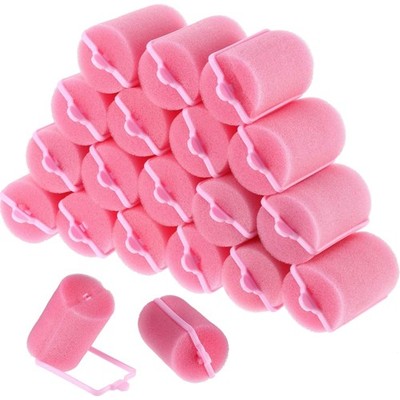 Large Pink Foam Curlers for All Hair Types - 18 Count for Effortless Curls