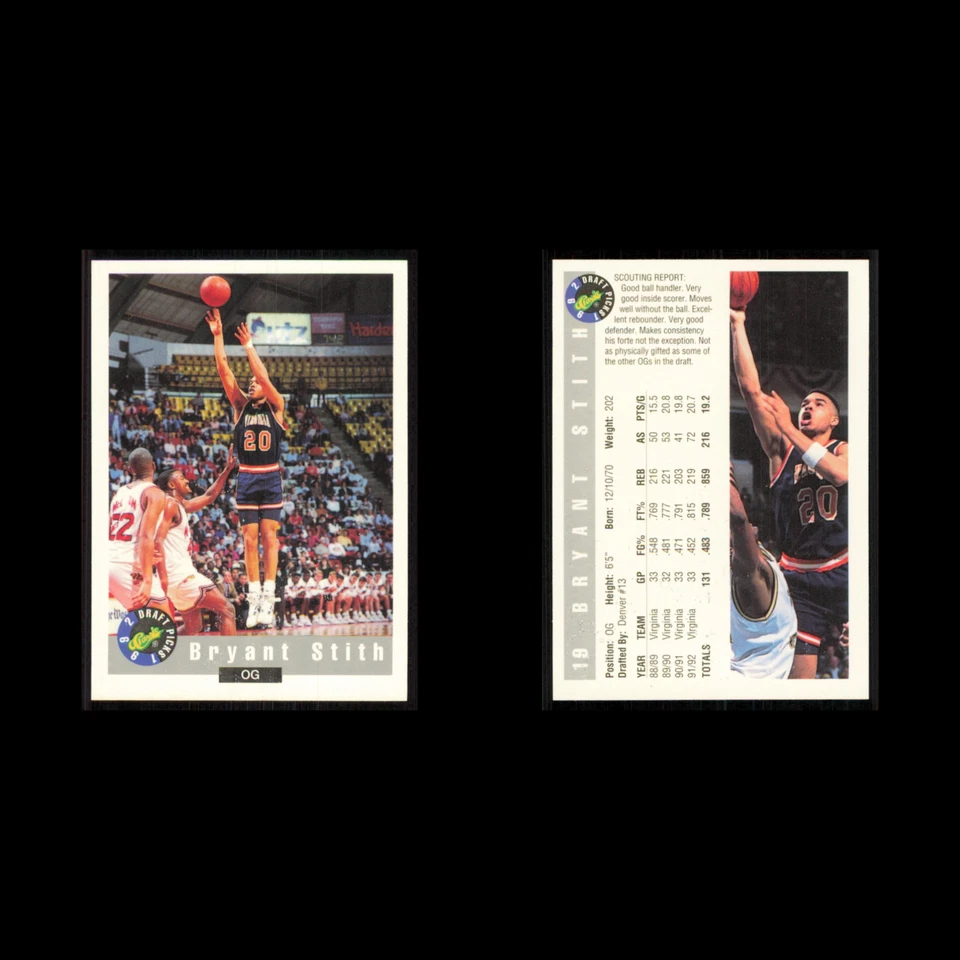 Bryant Stith #19 1992 Classic Draft Virginia Cavaliers Basketball Card NBA NM - Image 3 of 3