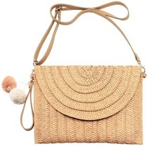 Straw Clutch Bag Woven Purse for Women Shoulder Bag Casual Beach Rattan Brown