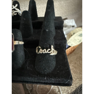 Authentic Coach Logo Sterling Silver 925 Ring Sz 6.5 