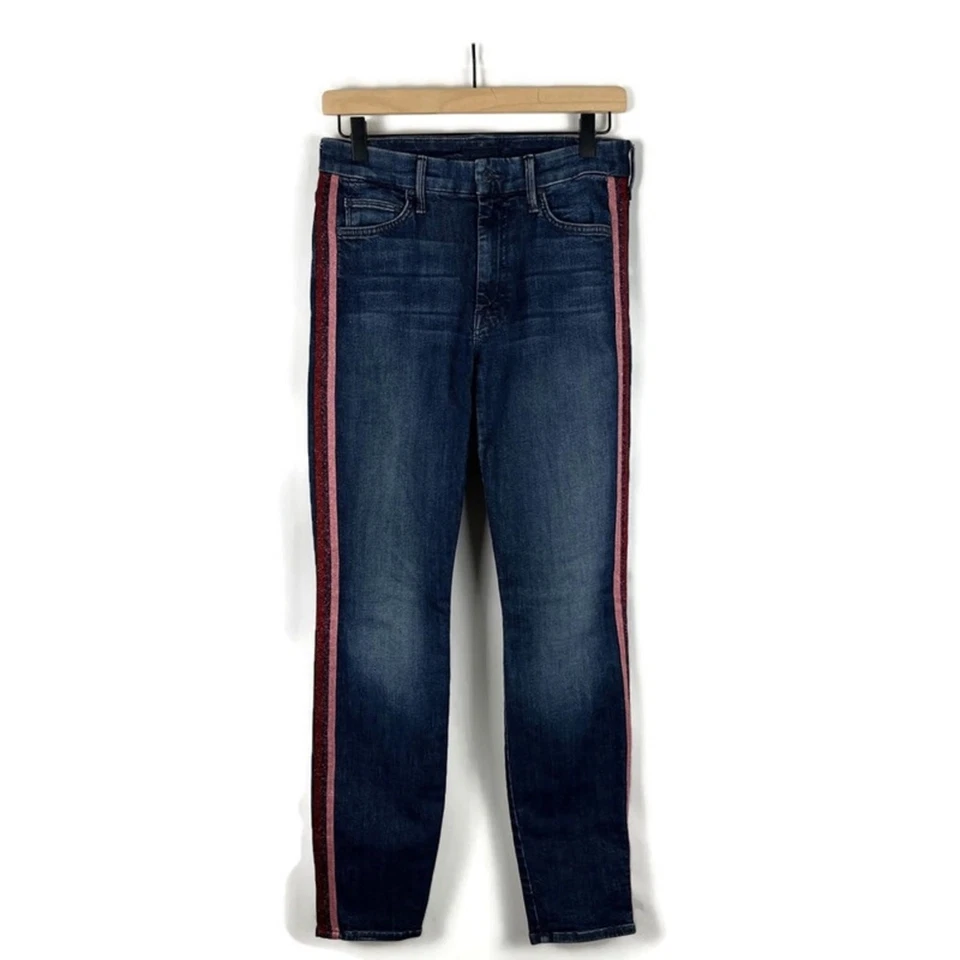 Pantalones de mezclilla para mujer MOTHER The Looker tobillo aquí gatito, gatito brillo corredor talla 26 Foto 3 de 4