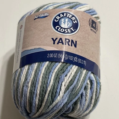 Crafter’s Closet Yarn Blue Green Variegated Cotton 102yd Medium 4 New - product listing photo