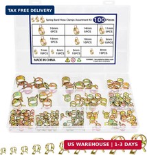 100pcs Spring Band Hose Clamps Assortment Kit 10 Sizes Fuel Line Hose Clamps L
