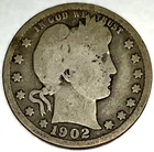 1902 P Barber Quarter Dollar 25 Cents Good Circulated Condition - 1867