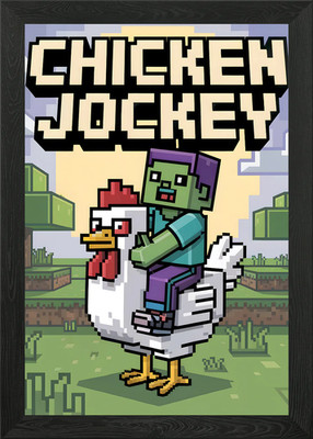 Minecraft Huhn Jockey Pixel Kunst Gerahmtes Wandbild Poster Leinwanddruck Bild