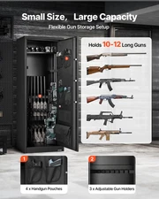 VEVOR 10-12 Gun Safe Cabinet - 54" Rifle Storage with Key & Password Lock