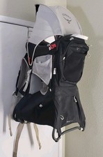 OSPREY Poco Plus Hiking Backpack Child Carrier Black/Gray Lime Green Rain Cover