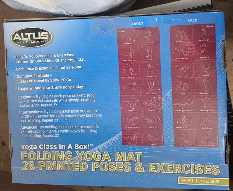 Yoga Mat Altus Folding Mat 28 Printed Poses Exercise Mat