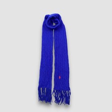Vintage Polo Ralph Lauren Scarf Classic Fringe Aran Isle Ribbed Knit Winter