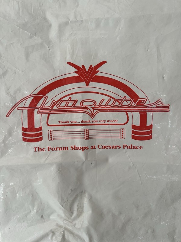 Antiquities The Forum Shops At Caesars Palace Red White Shopping Bag Vtg 22”x24”