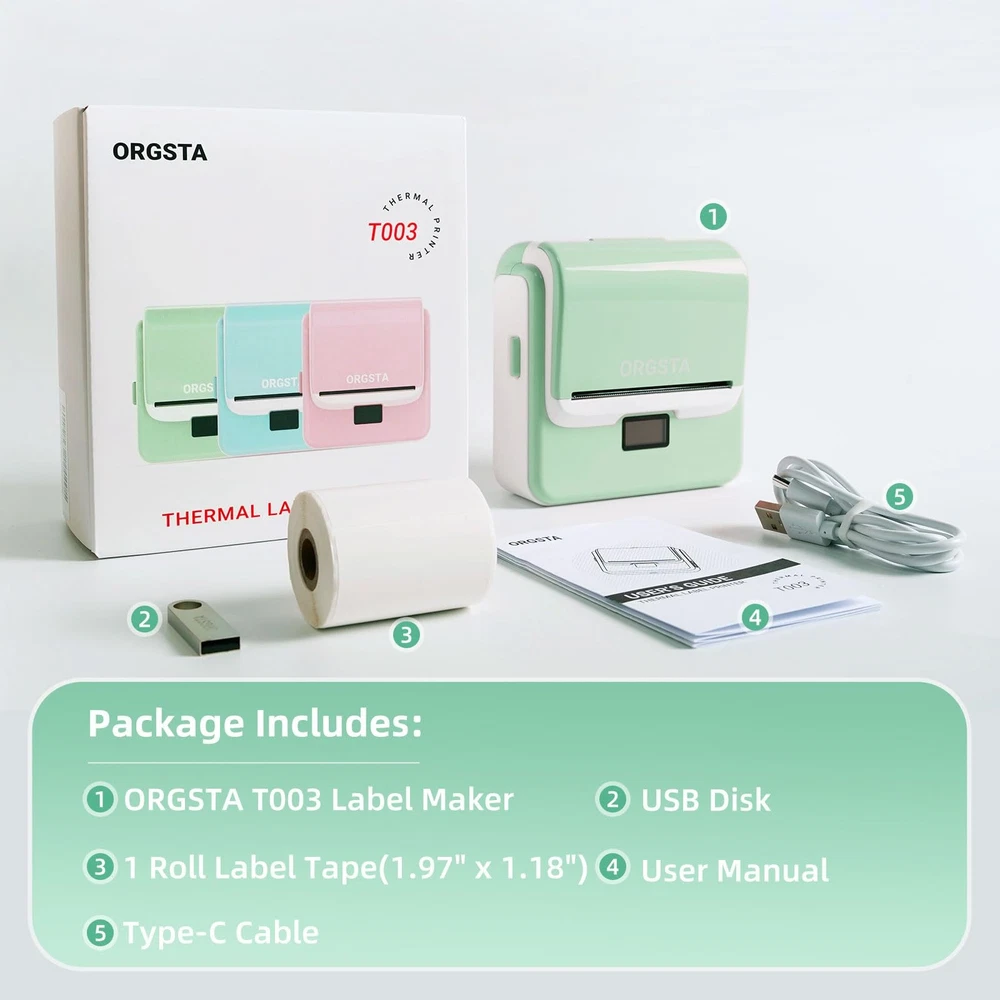 Bluetooth Label Maker Machine with 3.15 Inch Thermal Tape T003