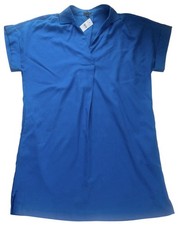 Ann Taylor Dress Size L Blue Wave Collared Popover Shift Crisp Short NWT