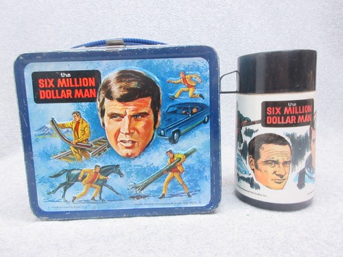 1974 SIX MILLION DOLLAR MAN  LOG Variety  Tv LUNCHBOX & THERMOS Condition#7.5