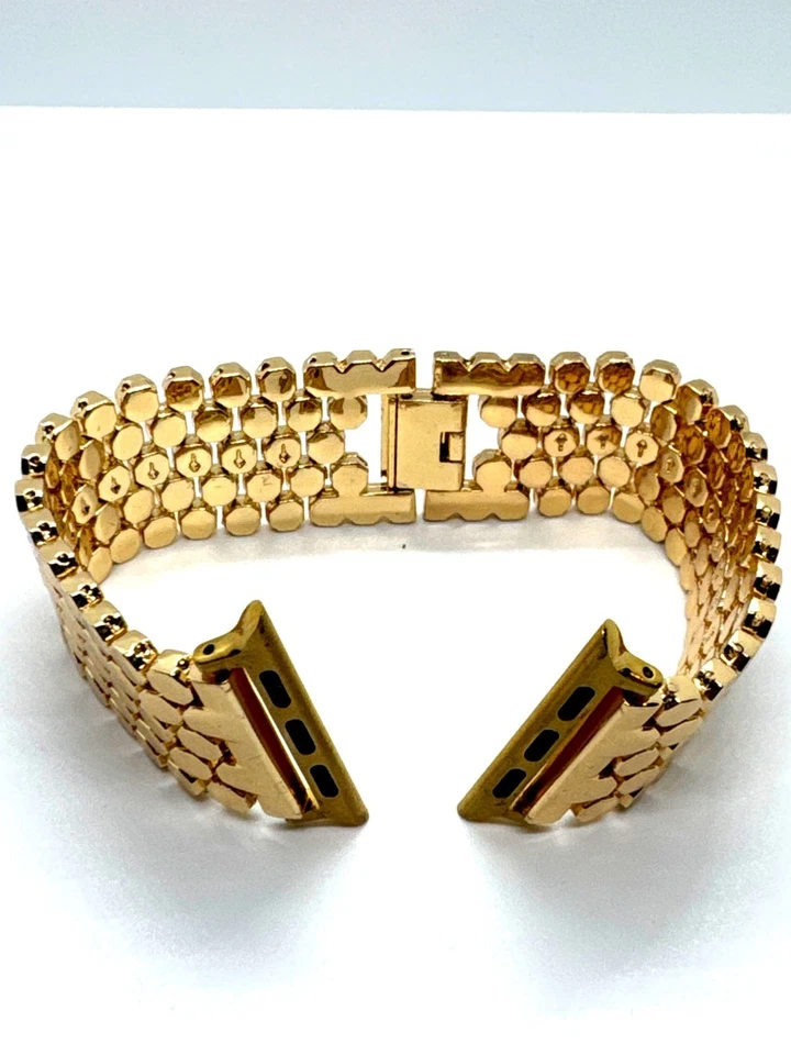 Correa de metal tono dorado para Apple Watch 38/40/41 mm pulsera de eslabones de panal de lujo Foto 2 de 4