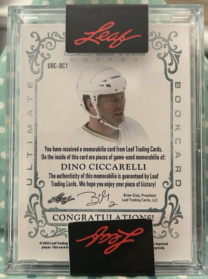 DINO CICCARELLI 2023 Leaf Ultimate Game-Used Hockey Bookcard 13/15 Auto Relics - Image 4 of 4