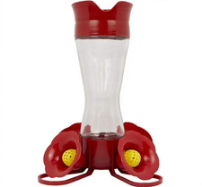 Perky-Pet 8 oz Pinch Waist Glass Hummingbird Feeder, Red