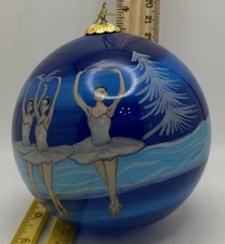 Li Bien Glass Christmas Ornament From Pier 1 Imports, Reverse Painted 4.5 Inch