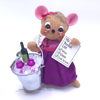 Annalee 2022 Bucket List Wine Mouse 6'' Doll Party Holiday Gift - NWT + Bag
