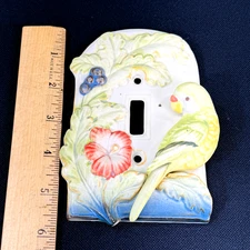 Vintage Takahashi Japan Parrots Single Light Switch Cover Hibiscus Tropical