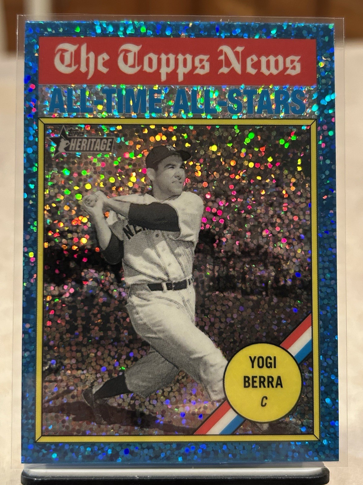 2025 Topps Heritage YOGI BERRA Chrome Light Blue Sparkle #344 New York Yankees