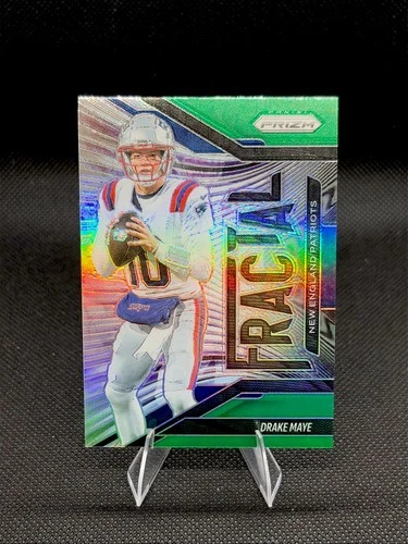 2025 Prizm Drake Maye Fractal Green Silver Prizm Insert No. 7 Patriots
