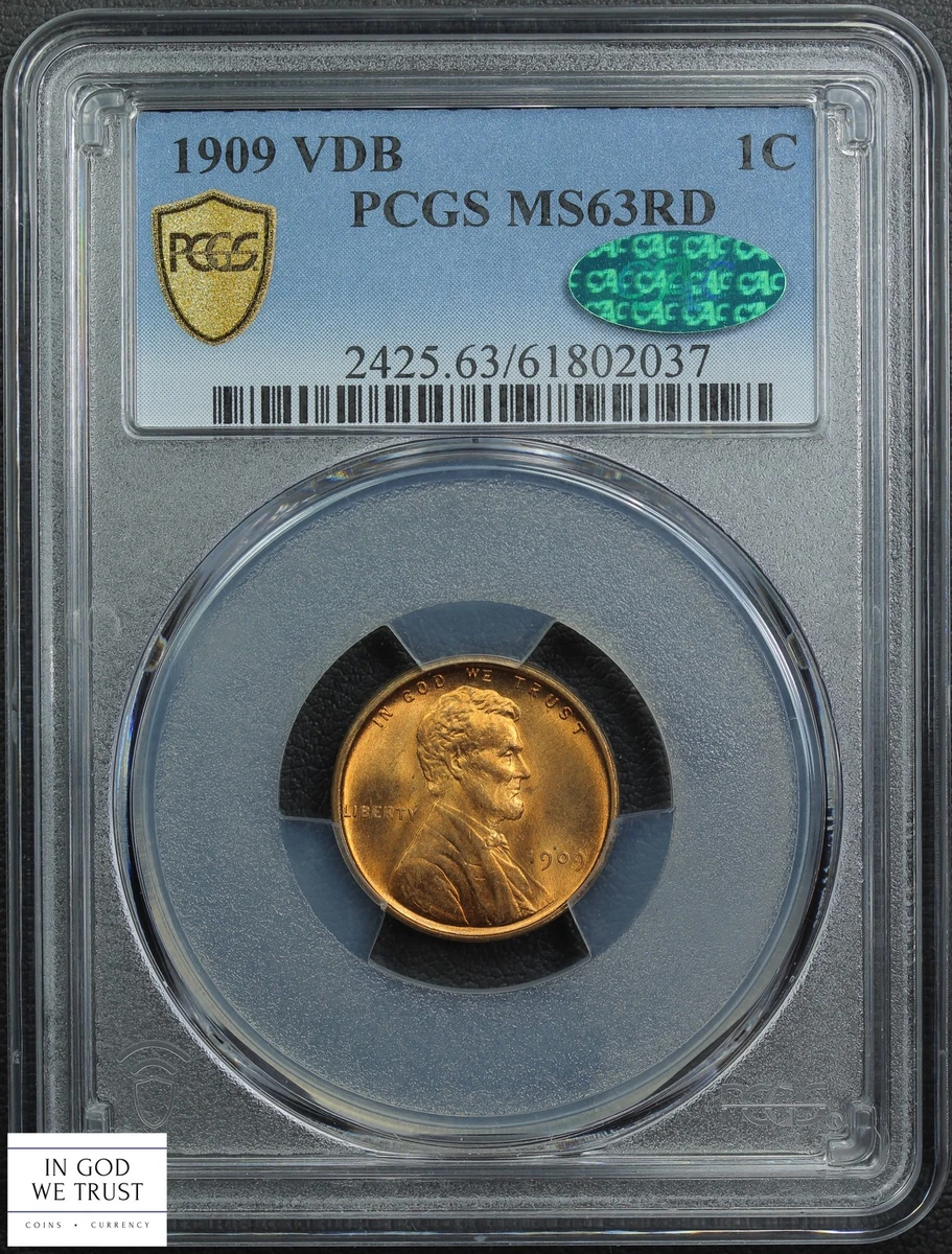 MS 63 Graded 1909 Year Lincoln Wheat US Small Cents (1909-1958