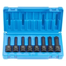 Grey Pneumatic 1/2" Drive Torx Impact Bit Socket Set 8 Pieces