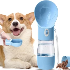 Dog Water Bottle with Food Container, Portable Dogs Water Dispenser, Outdoor Dri