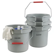 Cand 3.5 Gal Heavy Duty Commercial Plastic Cleaning Bucket Pail w/ Handle, 4Pack