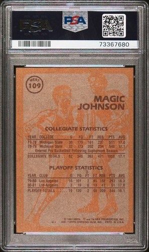 Tarjeta de baloncesto Magic Johnson 1981 Topps PSA 6 EX-MT West Super Action - Imagen 2 de 2