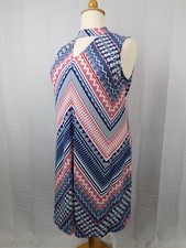 NY Collection Plus Size Printed Keyhole Shift Dress 1X Red-Blue #4095