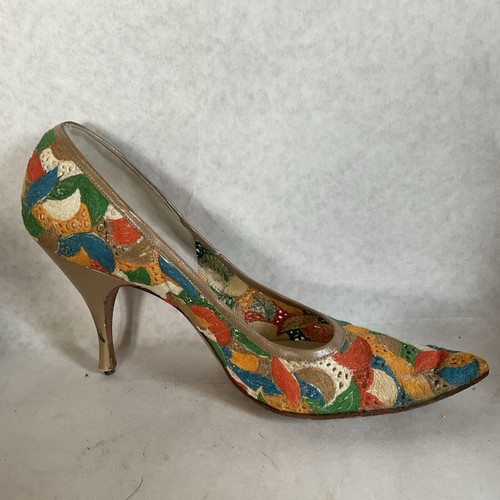 Vintage De Liso Debs by Palter Deliso Aria pumps multicolor embroidery 6.5 AAAA - Picture 6 of 15