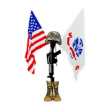 U.S. Army and U.S. Flag with Field Cross Bumper Sticker Vinyl Soldier Decal 5"