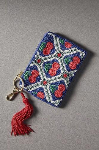 Anthropologie Beaded Coin Purse: Lucky Icon Edition Cherries NWT Spot-on Gifting