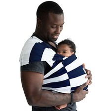 Baby K'tan Print Baby Wrap Carrier, Infant and Child Sling-Navy Stripe, XX-Small