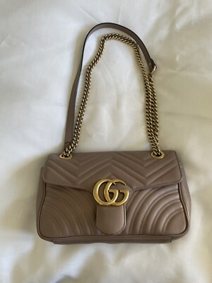 Gucci GG Marmont Matelasse Shoulder Bag Small Dusty Pink/Nude