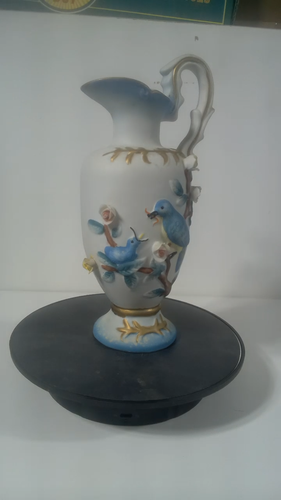 Capodimonte Stil Porzellan Vase handbemalt Blumen & Vögel mit Henkel Vintage - Video 1 von 1