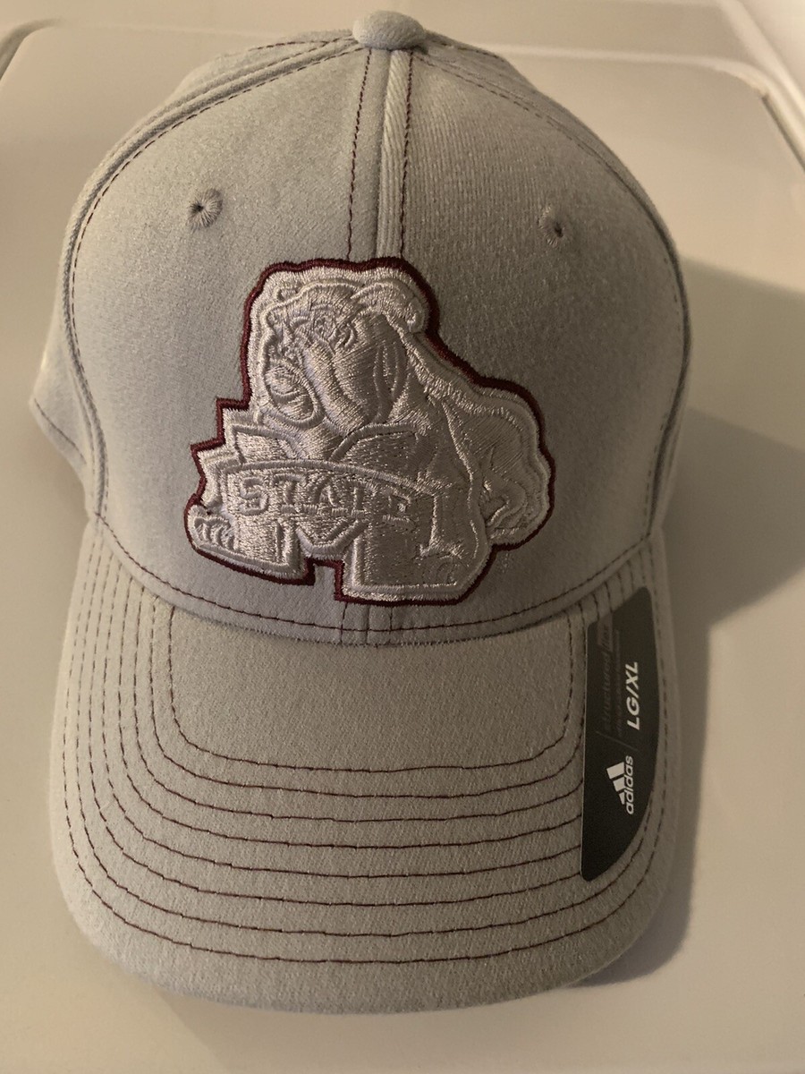 Adidas Mississippi St Bulldogs Flex Fitted Hat Gray/Maroon Size L