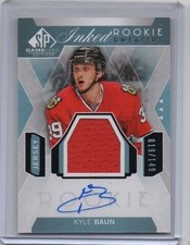 2015 SP Game-Used Inked Rookie Sweaters IRS-KB Kyle Baun Blackhawks Auto 019/149