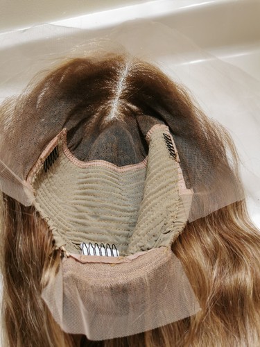 24'' High Quality Hightlight Blonde Brown Human Hair 6X13 Front Lace Wig - Picture 6 of 24