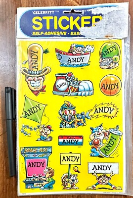 Andy Celebrity Mark 1 VTG Name Stickers Lot Scrapbooking Card Making