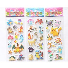 Pokemon 3D Sticker 10 Sheets of Stickers US Seller Pickachu Charizard New