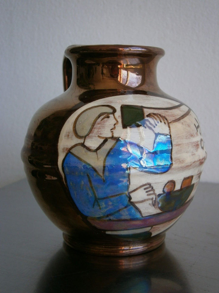 Small Iridescent Ceramic Vase Bayeux St Desmant Antique Norman Tapestry