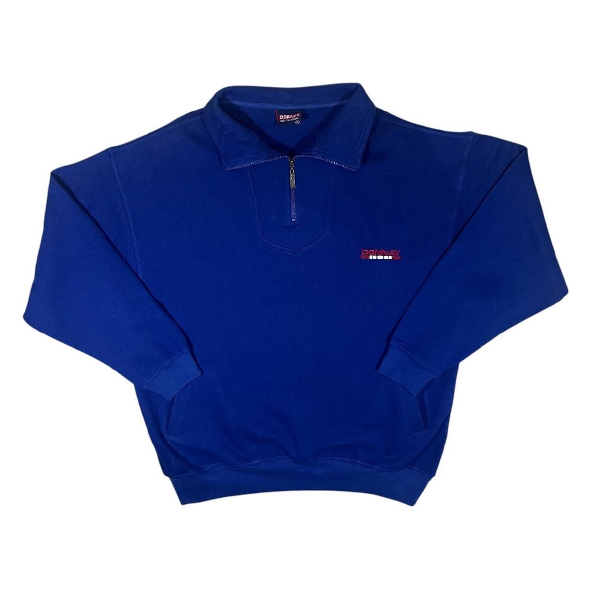 Vintage DONNAY INTERNATIONAL Embroidered Mini Logo Blue 1/4 Zip Sweatshirt  XXL