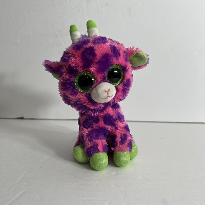 Ty Beanie Boos Gilbert Pink Purple Giraffe Big Eyes 6